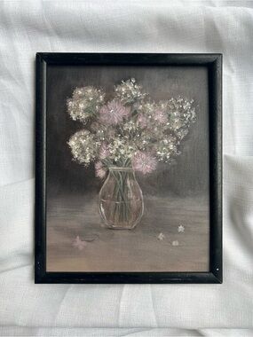 “Softly In Bloom” acrylic painting framed